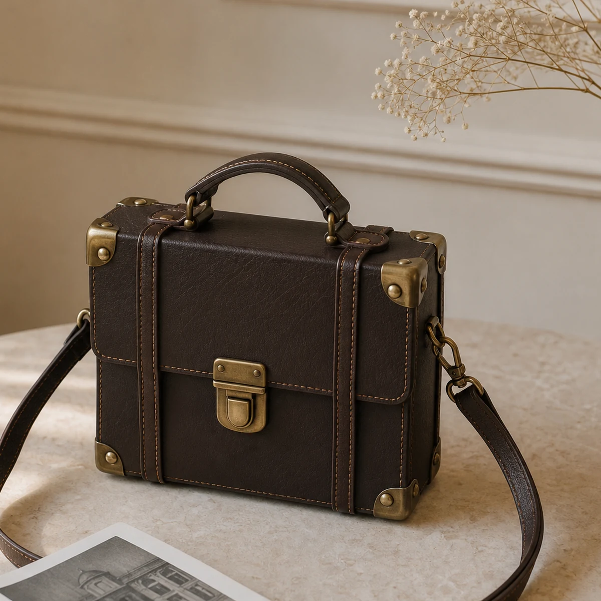 Sombre Mini Crossbody Vintage Briefcase