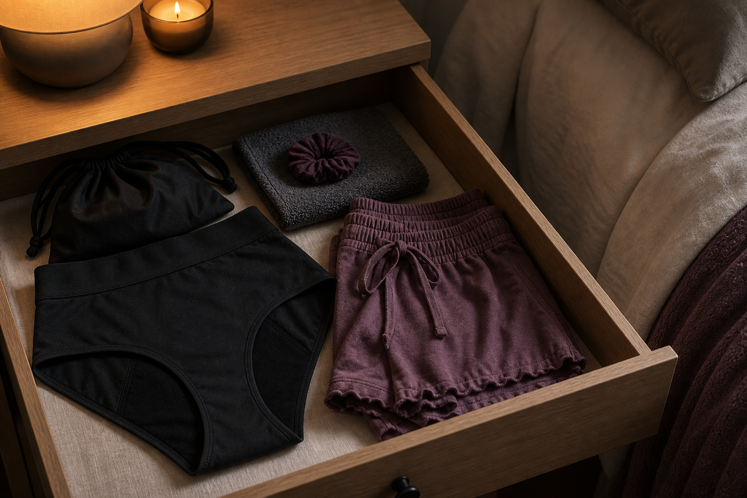 Overnight reusable care drawer with sleepwear
